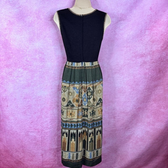 203. Karin Stevens Petites Maxi Dress w/ Cropped Jacket Black Multicolor Sz 12 - Picture 7 of 8